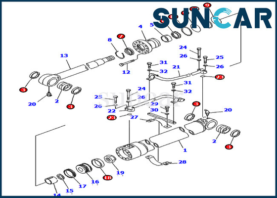 satın al 20X-63-02010 20X6302010 PC80-3 PC80LC-3 Komatsu Ağır Ekipman için Bom Silindiri Servis Kiti online manufacture