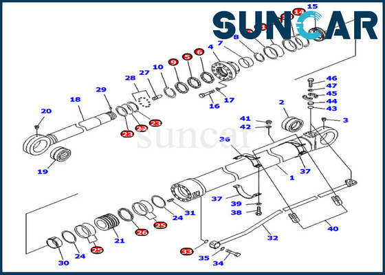 satın al Komatsu 707-99-76240 7079976240 PC800-8 PC800-8R PC800LC-8 Ekskavatör için Kol Silindiri Servis Conta Kiti online manufacture