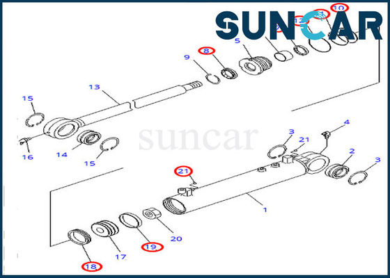 satın al D31EX-21 Komatsu Hidrolik Silindir Takımı Açı Conta Takımı 707-98-22850 7079822850 online manufacture