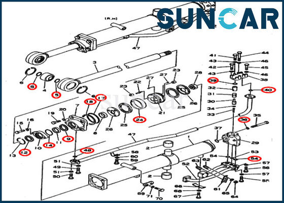 satın al 195-63-05110 Bıçak Kaldırma Hidrolik Tamir Takımı Silindir Sızdırmazlık Kiti D355A-3 Komatsu'ya Uygun online manufacture