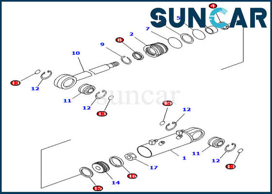 satın al 707-98-34590 Buldozer Conta Kitleri Komatsu İç Parçaları İçin Bıçak Yatırma Silindiri Tamir Takımı online manufacture