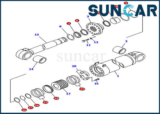 satın al 707-99-96200 Komatsu Lastikli Yükleyici WA800-3 WA900-3 için Damper Silindir Conta Tamir Takımı online manufacture
