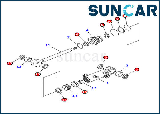 satın al 707-98-11240 Komatsu OEM Parçaları Bıçak Kaldırma Silindiri Servis Kiti PC10MR-1 Ekskavatör İç Parçaları online manufacture
