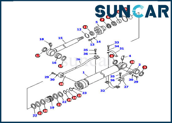 satın al 707-98-36240 Kova Silindir Sızdırmazlık Kiti Komatsu Seals PC120-6 Model İç Tamir Takımı online manufacture