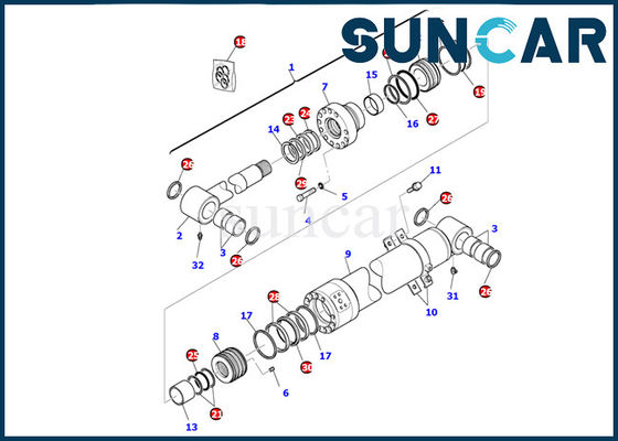 satın al 707-99-43300 Bom Silindiri Servis Kiti Komatsu Hidrolik Silindir Conta Takımı PC95R-2 İç Parçalar online manufacture
