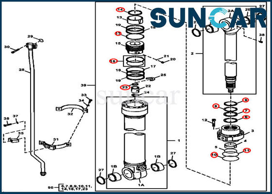 satın al FYA00006591 240DLC 250GLC Ekskavatör Kalıpları için John Deere Hidrolik Silindir Conta Tamir Takımı online manufacture