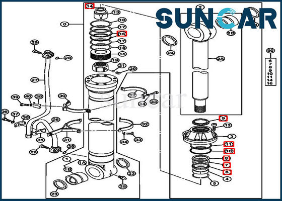 satın al JOHN DEERE 4653040 450DLC 470GLC Ekskavatör Ekipmanları için Bom Silindiri Tamir Contası Kiti online manufacture