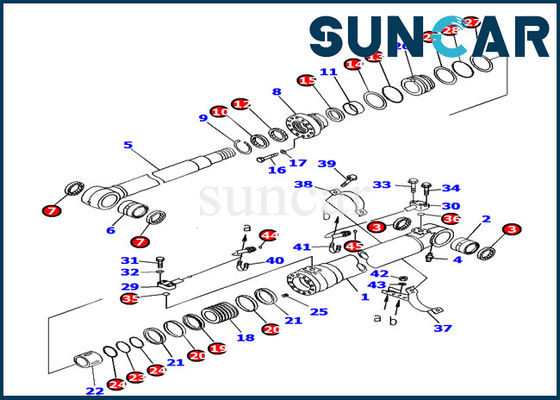 satın al Bom Silindir Conta Kiti 707-99-38720 Komatsu Ekskavatör PC160LC-7 iç Onarım Parçalarına uyar online manufacture