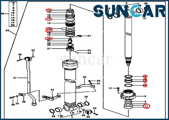 satın al 120D 120C JOHN DEERE 4448396 Kol Hidrolik Silindir Conta Takımı Ekskavatör Conta Kitleri online manufacture