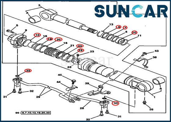 satın al 230LC 230LCR John Deere AT196466 Conta Takımı Sol Sağ Bom Silindiri Tamir Takımları online manufacture