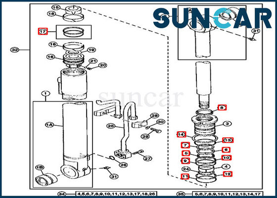 satın al 290D Bom Silindiri 4369764 Conta Tamir Takımı John Deere Ekskavatör Değiştirme Servis Takımları online manufacture