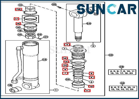 satın al 4369769 John Deere Kol Sızdırmazlık Kiti 290D İnşaat Makine Parçaları için Hidrolik Tamir Conta Takımı online manufacture