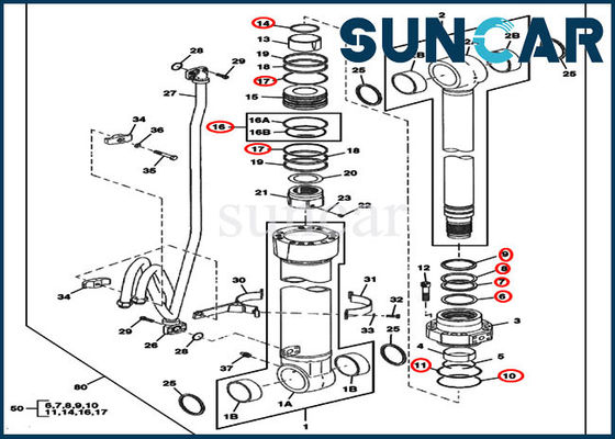 satın al 370C JOHN DEERE 4686321 Bom Silindir Contası Onarım Servis Kiti CYL Değiştirme Kitleri online manufacture