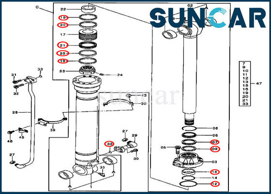 satın al AT264430 Kova Silindir Hidrolik Conta Takımı John Deere 330LCR 450CLC Ekskavatör Tamir Takımları online manufacture