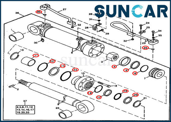 satın al 490 JOHN DEERE AT196477 Bom Hidrolik Silindir Servis Seti Ekskavatör Tamir Conta Setleri online manufacture