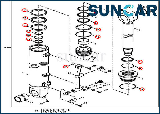satın al 470GLC John Deere FXB00001834 Karşı Ağırlık Sökme Cihazı Silindir Contası Tamir Takımı online manufacture