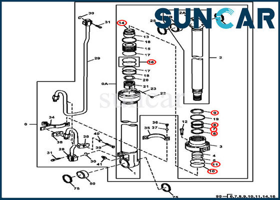 satın al 3754D Deere 4686432 Hidrolik Bom Conta Kitleri Silindire Uyar 115,00 mm Çubuk 170 mm Çap online manufacture