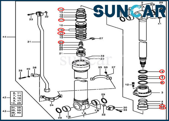 satın al 4364916 200LC JOHN DEERE Tamir Conta Kiti için Süper Uzun Bom Kolu Silindir Bileşenleri online manufacture