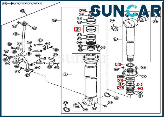 satın al 4614814 Excavator Boom Cylinder Service Kit Fits 750 800C JOHN DEERE Replacement Seal Kits online manufacture