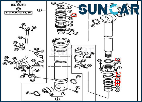satın al 4653861 Hydraulic Boom Cylinder Seal Repair Kit Fits For 850DLC 870GLC John Deere Parts online manufacture