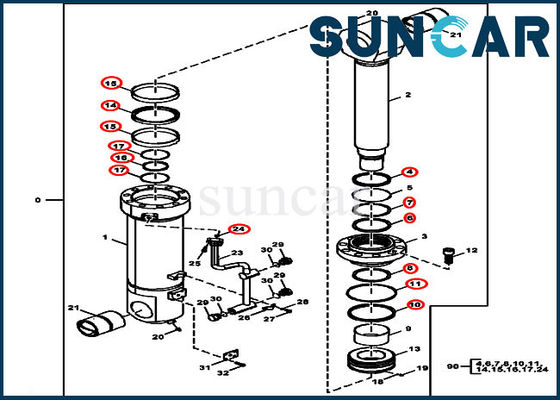 satın al 870GLC JOHN DEERE FXB00001856 Counterweight Removal Device Cylinder Repair Seal Kit online manufacture
