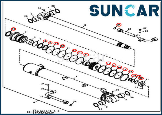 satın al FYD00006229 Deere Conta Kitleri Ekskavatör 75G için Bom Silindiri Değiştirme Servis Kiti online manufacture