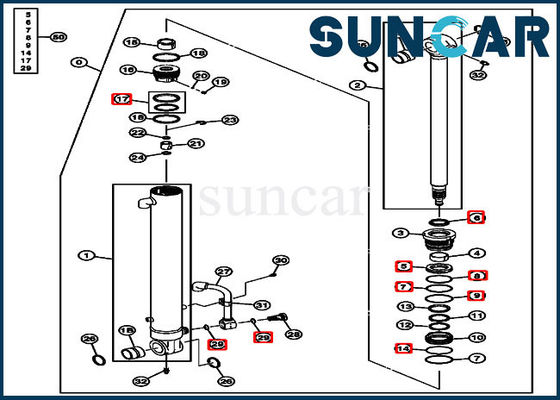 satın al Hidrolik Contalar 4634036 Ekskavatör 50D JOHN DEERE Modelleri için Kol Silindiri Tamir Contası Takımı online manufacture