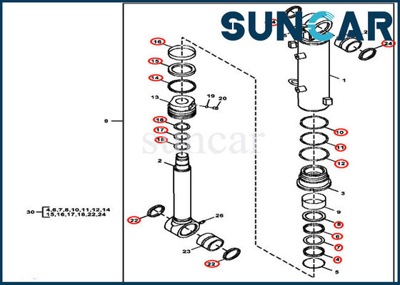 satın al 60D 60G Deere Parçaları FYD00003245 Tamir Conta Kiti Bıçak Silindir Sızdırmazlık Kiti online manufacture