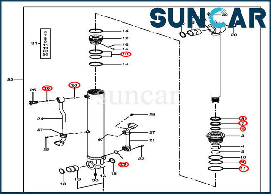 satın al 4464986 John Deere 75D, 85D, 75C, 80C modelleri için kova silindir mühürleme kiti online manufacture