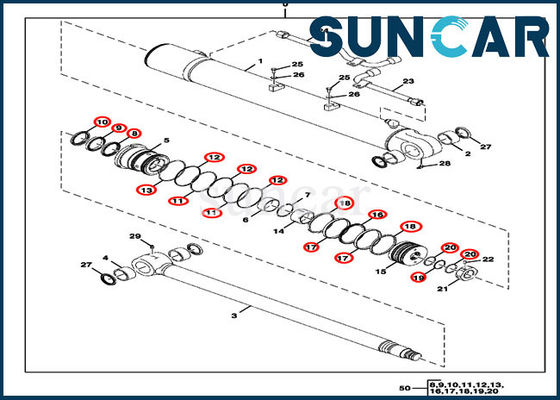 satın al ISO9001 FYD00000076 Hidrolik Bom Conta Takımı 85D JOHN DEERE Silindir Contası Tamir Takımı online manufacture