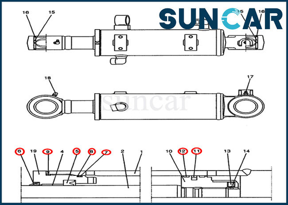 satın al YJ01V00009R300 CX47 Kılıf Mühür Kiti için Dozer Bıçağı Silindir Değiştirme Servis Kiti online manufacture