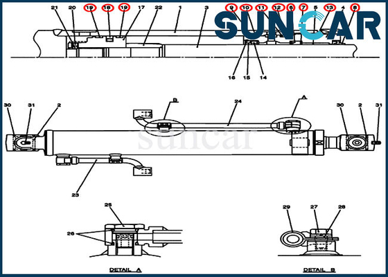 satın al CASE PU01V00024R300 Ekskavatör Bom Silindiri Tamir Conta Takımı CX17B Hidrolik Servis Kiti online manufacture