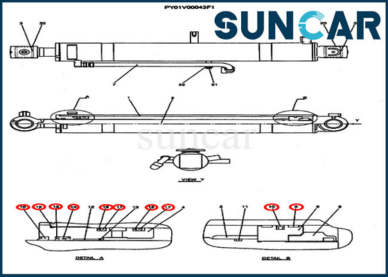 satın al CX50B Model Kılıf PY01V00037R300 Değiştirme Conta Kiti Paletli Ekskavatör Bom Tamir Takımları online manufacture