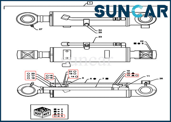 satın al Case CX55B Paletli Ekskavatör için Direnç PS01V00005R400 Dozer Silindir Piston Mili Conta Kiti Aşınma online manufacture
