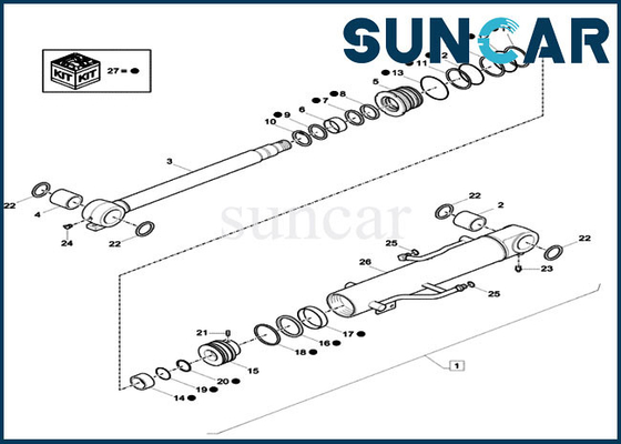 satın al XKCD-01373 Bom CYL Conta Kiti XKCD01373 Conta Tamir Takımı Model CX26C Kasa Mini Paletli Ekskavatör Uyar online manufacture