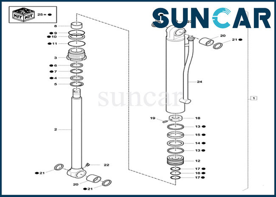 satın al Mini Paletli Ekskavatör XKCC-01360 XKCC01360 Kova Silindir Tamir Contası Kiti CX33C CX37C VAKA Uyar online manufacture