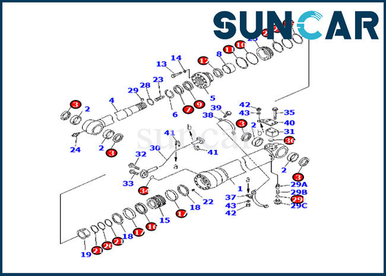 satın al Yurtdışı Versiyon 707-99-58070 Komatsu Ekskavatör PC220-7 PC220-7 için Kol Silindir Servis Kiti online manufacture