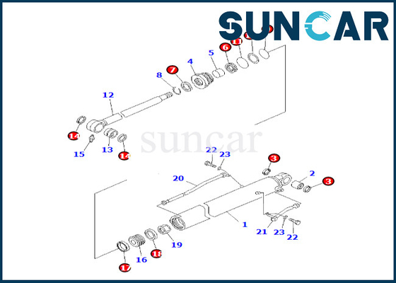 satın al 707-98-26580 7079826580 PC60-7 PC60-7S için Komatsu Kol Silindir Conta Kiti Kova Silindir Conta Kiti online manufacture