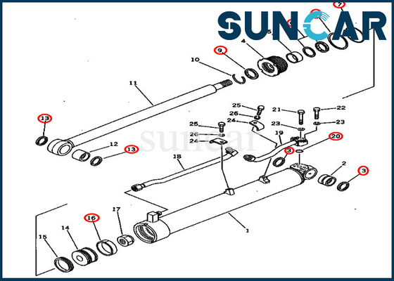 satın al PC60U-5 Modelleri Komatsu 201-63-02060 2016302060 Bom Dönüşü Tamir Conta Takımı Hidrolik Silindir online manufacture