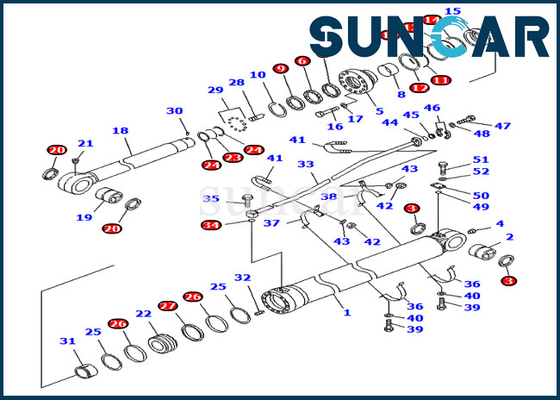 707-99-68660 PC750SE-7 PC800-7 Komatsu Denizaşırı Versiyonu için Kol Tamir Conta Takımı Hidrolik Silindir