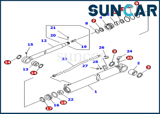 PC75UD-2E PC75UD-2 Komatsu 707-98-35140 7079835140 Ekskavatör Servis Kiti Kol Hidrolik Silindir