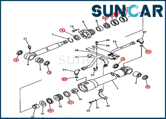 Komatsu PC75UU-1 707-98-27500 7079827500 Kol Sızdırmazlık Kiti Hidrolik Silindir Tamir Conta Takımı