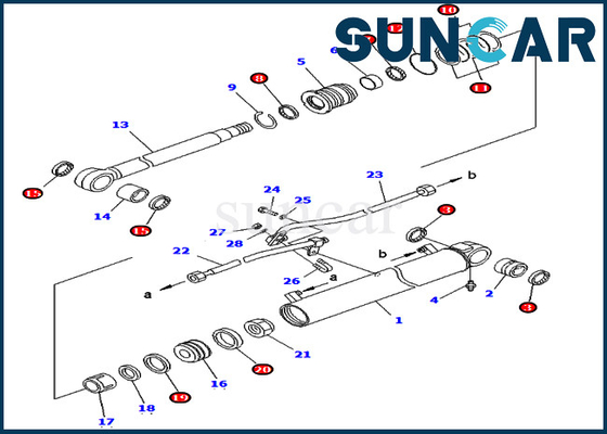 707-98-43200 7079843200 Bom Silindiri Servis Kiti Komatsu PC75UU-2 PC78US-5 Tamir Conta Takımları