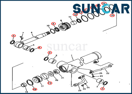 Kol Contası Tamir Takımı 707-98-36600 7079836600 Silindir Sızdırmazlık Takımı Komatsu Ekskavatör PC75UU-2 PC75UU-2E'ye Uyar