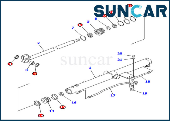 PC75UU-2 PC75UU-3 Komatsu 707-98-24830 7079824830 Ekskavatör Sürgü Kolu Silindir Tamir Conta Takımı