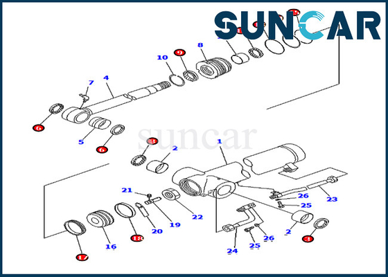 707-98-36630 7079836630 PC75UU-3 Kol Silindiri Yağ Keçesi Kiti Komatsu Ekipmanları İçin Servis Kitleri İç Parçalar