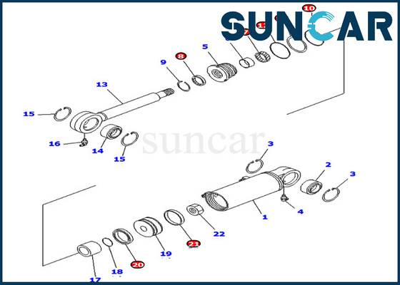 PC75UU-3 Komatsu Tamir Takımları 707-98-22410 7079822410 Ekskavatör Yatırma Sızdırmazlık Takımı Hidrolik Silindir