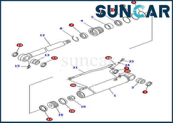 Bom Dönüş Yağ Keçesi Kiti 707-98-41330 7079841330 Silindir Tamir Takımı PC78MR-6 PC88MR-6 Komatsu'ya Uyar