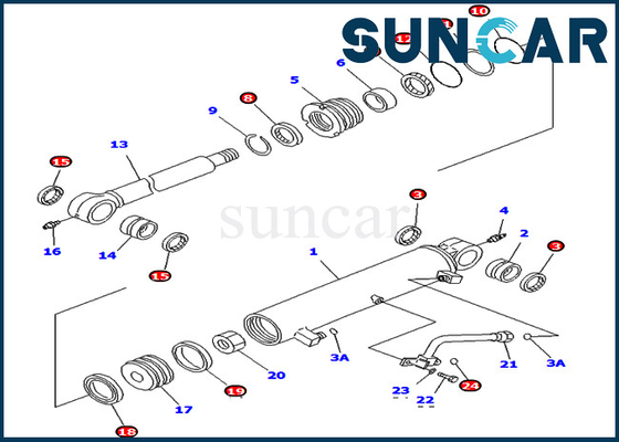 707-98-34700 7079834700 Bom Ofset Silindir Servis Kiti Komatsu PC78UU-6 PC78UU-8 İç Parçalar İçin Uyar
