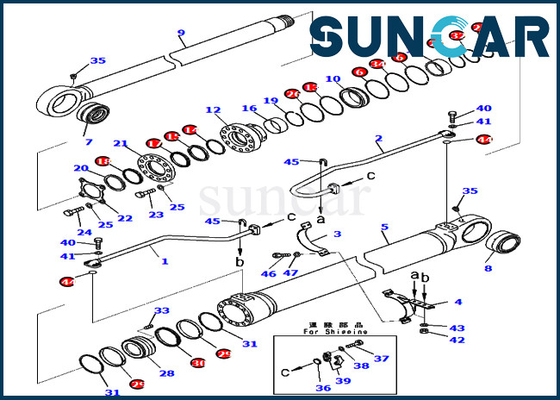 Bom Silindir Conta Kiti 721-98-00920 7219800920 PC800SE-8E0 Komatsu için Ekskavatör Servis Kitleri